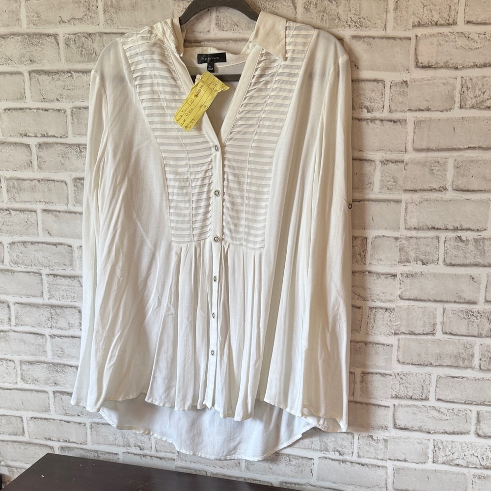 Spense White Button-Down Blouse - image 1